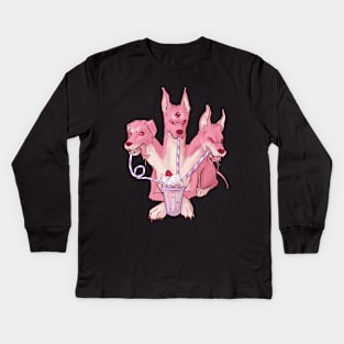 Strawberry Cerberus Kids Long Sleeve T-Shirt